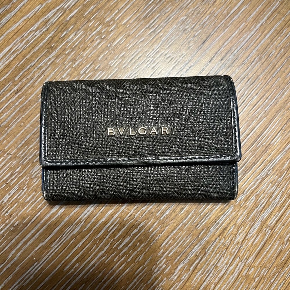 Bulgari Black/Gray 6 ring Key Case Logo Authentic